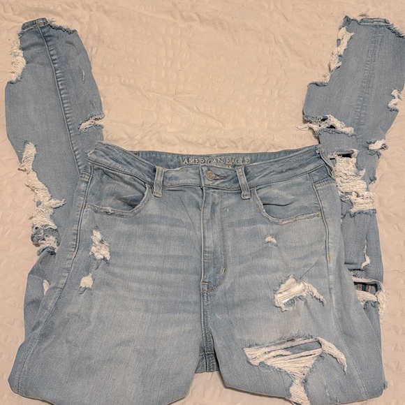 American Eagle Distressed Ripped Jeans Size 12 XLong - Picture 5 of 14